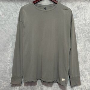 Vuori Long Sleeve Top S Heather Gray Stretch Cotton Blend Athleisure Rib Crew